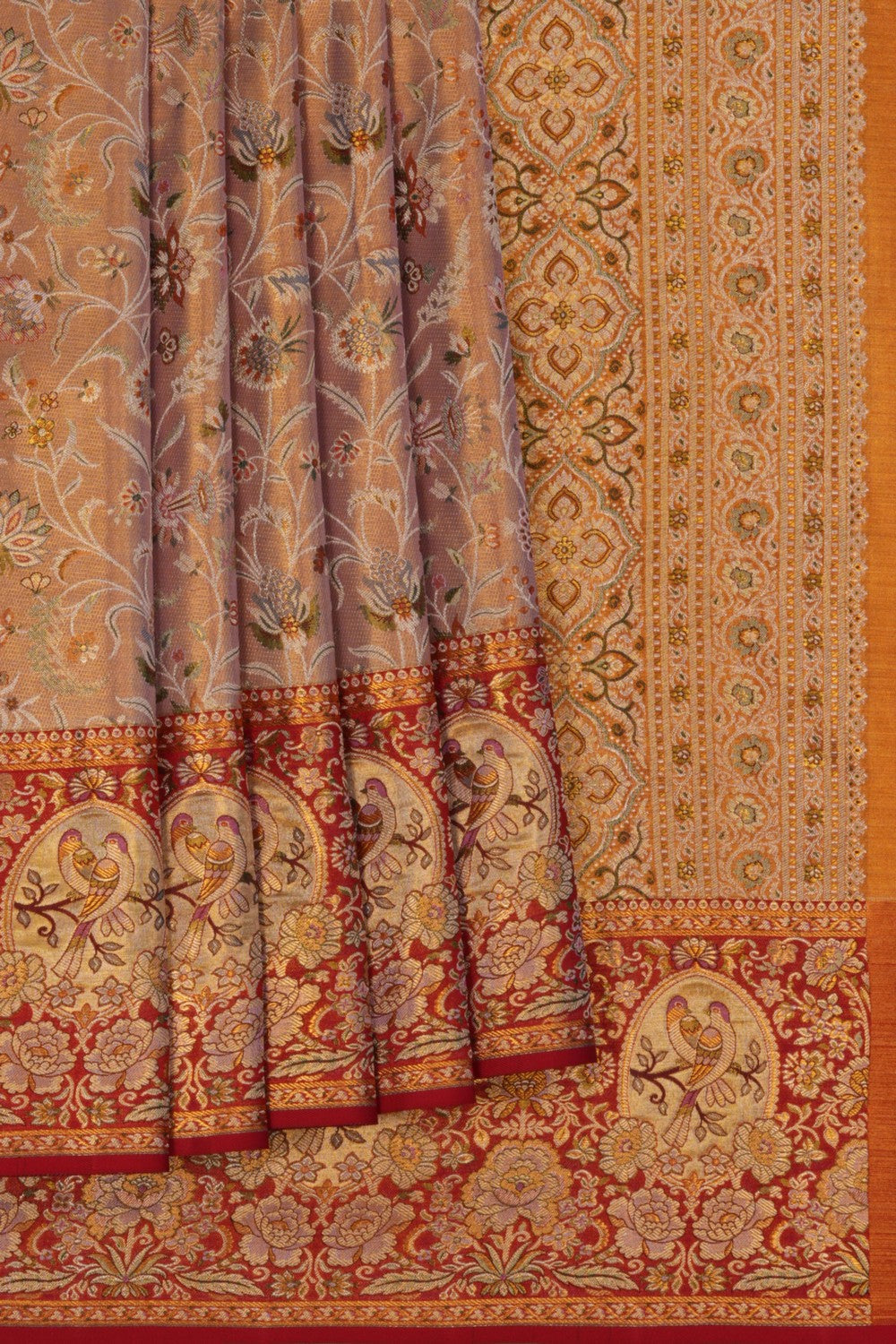 Image of Kanchipattu Tissue Brocade Pink Gold Saree